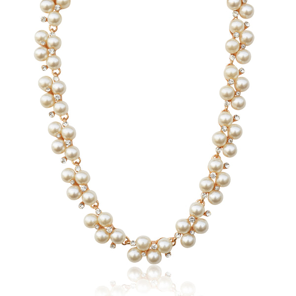 Gold-Toned Alloy Falling Pearl Necklace - The Pari - Distacart