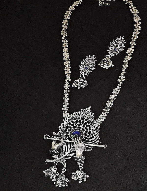 Rhodium-Plated Alloy Krishna Silver Necklace - The Pari - Distacart