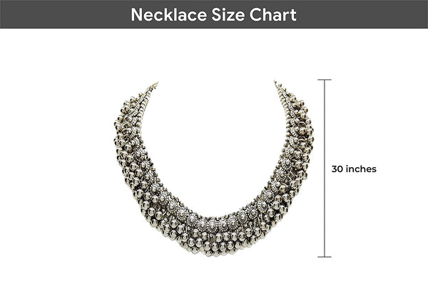 Rhodium-Plated Alloy Silver Bead Cluster Choker Necklace - The Pari - Distacart