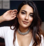 Thumbnail for Rhodium-Plated Alloy Silver Bead Cluster Choker Necklace - The Pari - Distacart