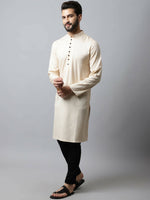 Thumbnail for Even Apparels Cream Color Pure Cotton Men's Kurta With Side Placket (SLD1176) - Distacart