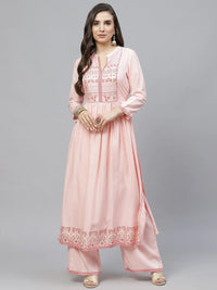 Thumbnail for NOZ2TOZ Pink And Maroon Embroidered Kurta - Distacart