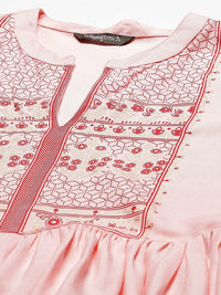Thumbnail for NOZ2TOZ Pink And Maroon Embroidered Kurta - Distacart