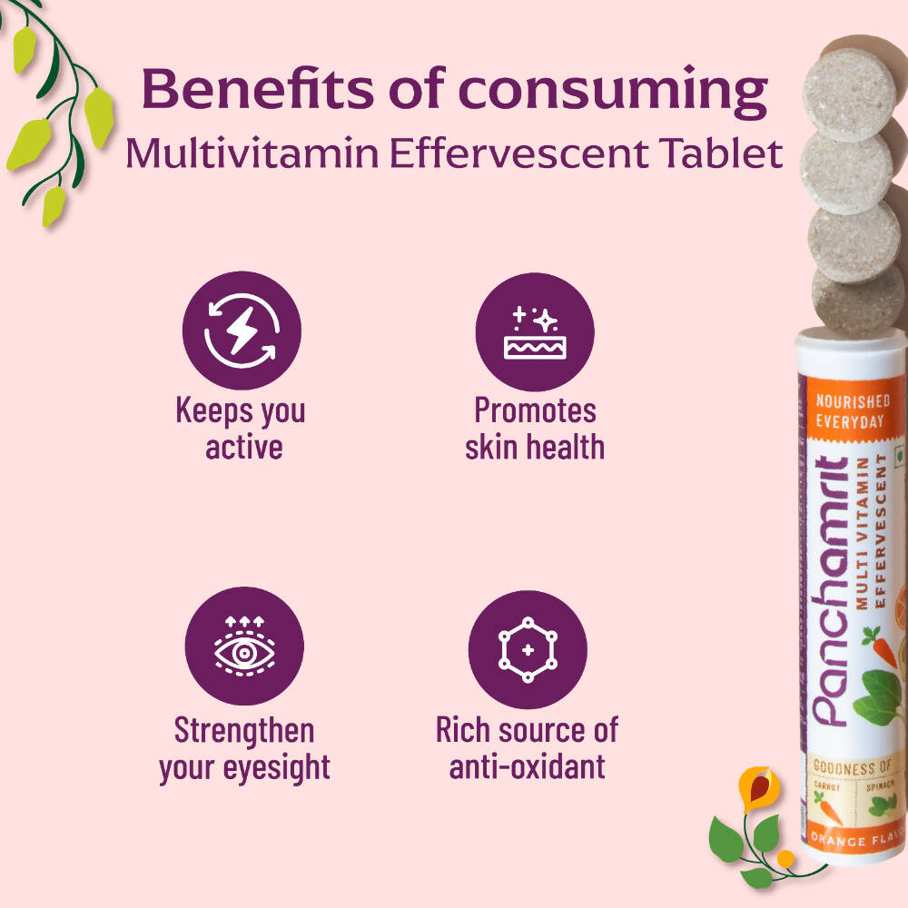 Panchamrit Multi-Vitamin Effervescent Tablets-Orange Flavor - Distacart