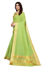 Thumbnail for Vamika Green Cotton Polyester Silk Weaving Saree - Distacart