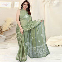 Thumbnail for Women's Partywear Designer Pista Chinon Shiffon Fancy Saree - Dyuti - Distacart