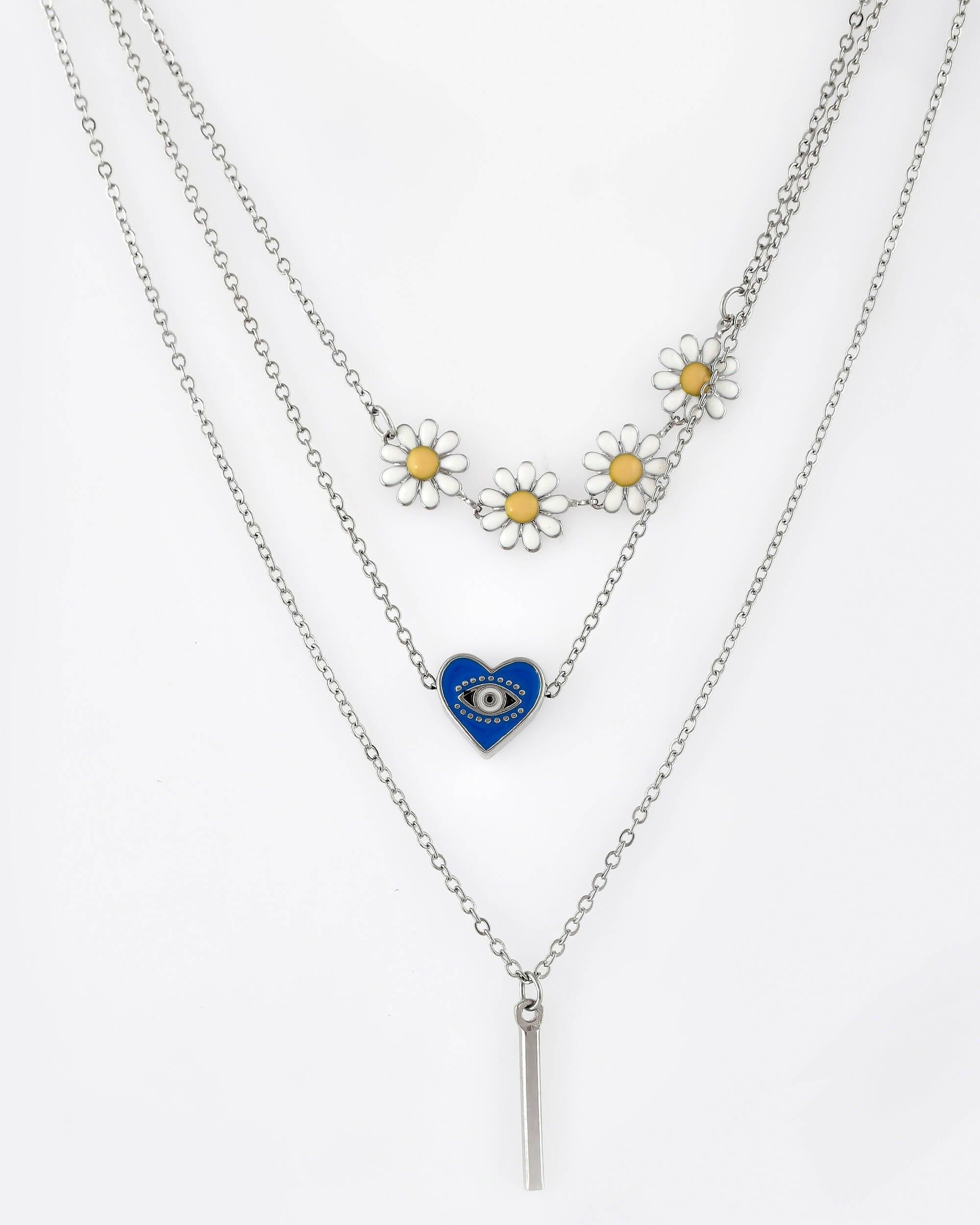 VOJ Beads Silver Plated Stainless Steel Layered Chain - Distacart