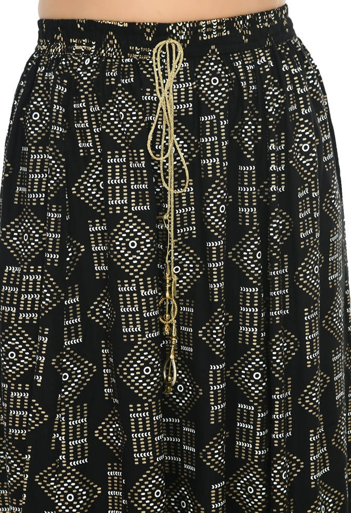 Mominos Fashion Moeza Cotton Black Printed Lehenga (Lancha)