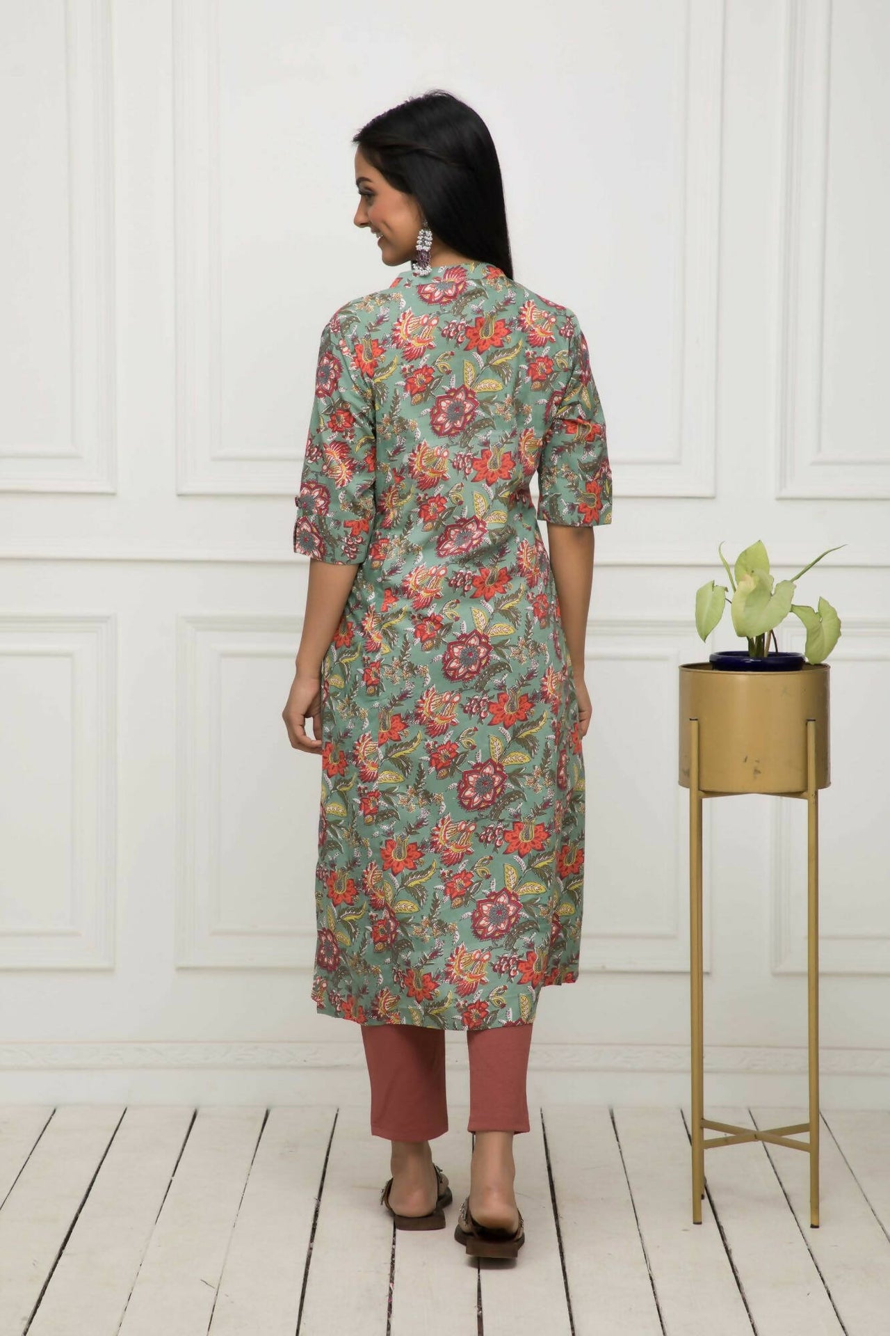 Myshka Women Multi Solid Cotton A-Line Round Neck Kurtas - Distacart