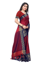 Thumbnail for Vamika Banarasi Jacquard Weaving Red Saree (DHONI RED)