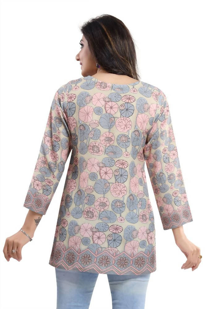 Snehal Creations Elegant Pastel Color Summer Cool Printed Tunic Top