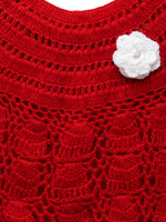Thumbnail for Chutput Kids Pretty Design Red Coloured Solid Frock - Distacart