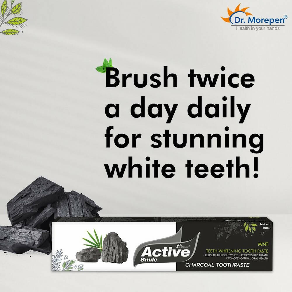 Dr. Morepen Active Smile Charcoal Toothpaste for Teeth Whitening & Bad Breath Removal - Distacart