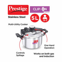 Thumbnail for Prestige Stainless Steel Clip On Pressure Cooker