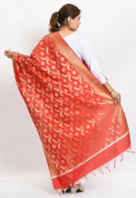 Thumbnail for Mominos Fashion Moeza Women's Banarsi Silk Floral Woven Design Red Dupatta - Distacart