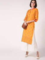 Thumbnail for Cheera Hand Block Print Mustard Color Straight Kurta