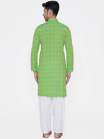 Thumbnail for Manyavar Men Green Checked Straight Kurta - Distacart