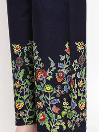 Thumbnail for Mominos Fashion Navy Blue Floral Design Palazzo