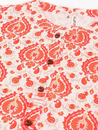 Thumbnail for Yufta Women Red & Beige Printed Straight Kurta
