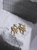 Thumbnail for Gold-Toned White Contemporary Gold-Plated Drop Earrings - Ruby Raang - Distacart