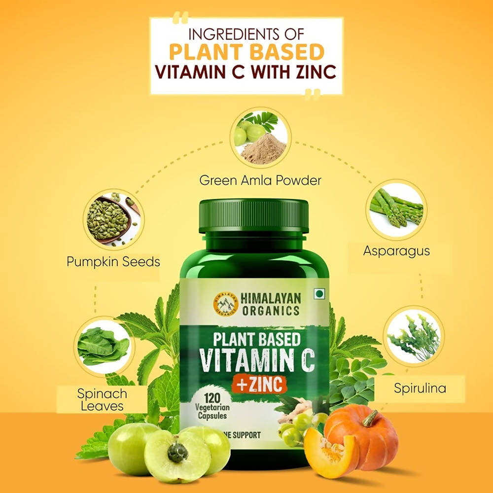 Organics Plant Based Vitamin C + Zinc Double Immune Support: 120 Vegetarian Capsules