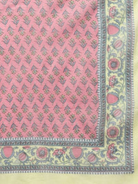 Thumbnail for Yufta Pink printed kurta with Trouser & Dupatta Set