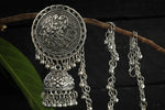 Thumbnail for Mominos Fashion Johar Kamal Trendy Oxidized Silver Plated Bahubali Jhumkas - Distacart