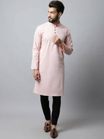 Thumbnail for Even Apparels Pink Color Linen Pure Cotton Men's Kurta With Side Placket (SLD070) - Distacart