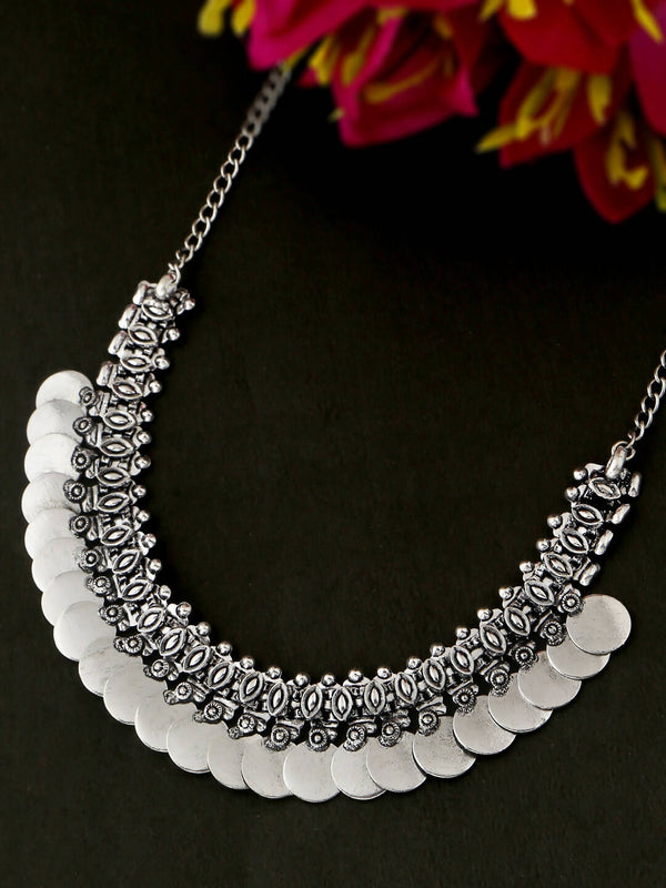 NVR Women Silver-Plated Oxidised Necklace - Distacart
