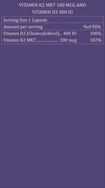 Thumbnail for Purayati Vitamin K2 MK7 100 mcg And Vitamin D3, 400 IU Capsules