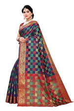 Thumbnail for Vamika Banarasi Jaquard Navy Blue Designer Weaving Saree