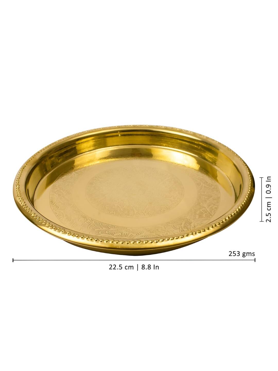 Spillbox Gold-Toned Brass Petal Thalli Round Pooja Essential - Distacart