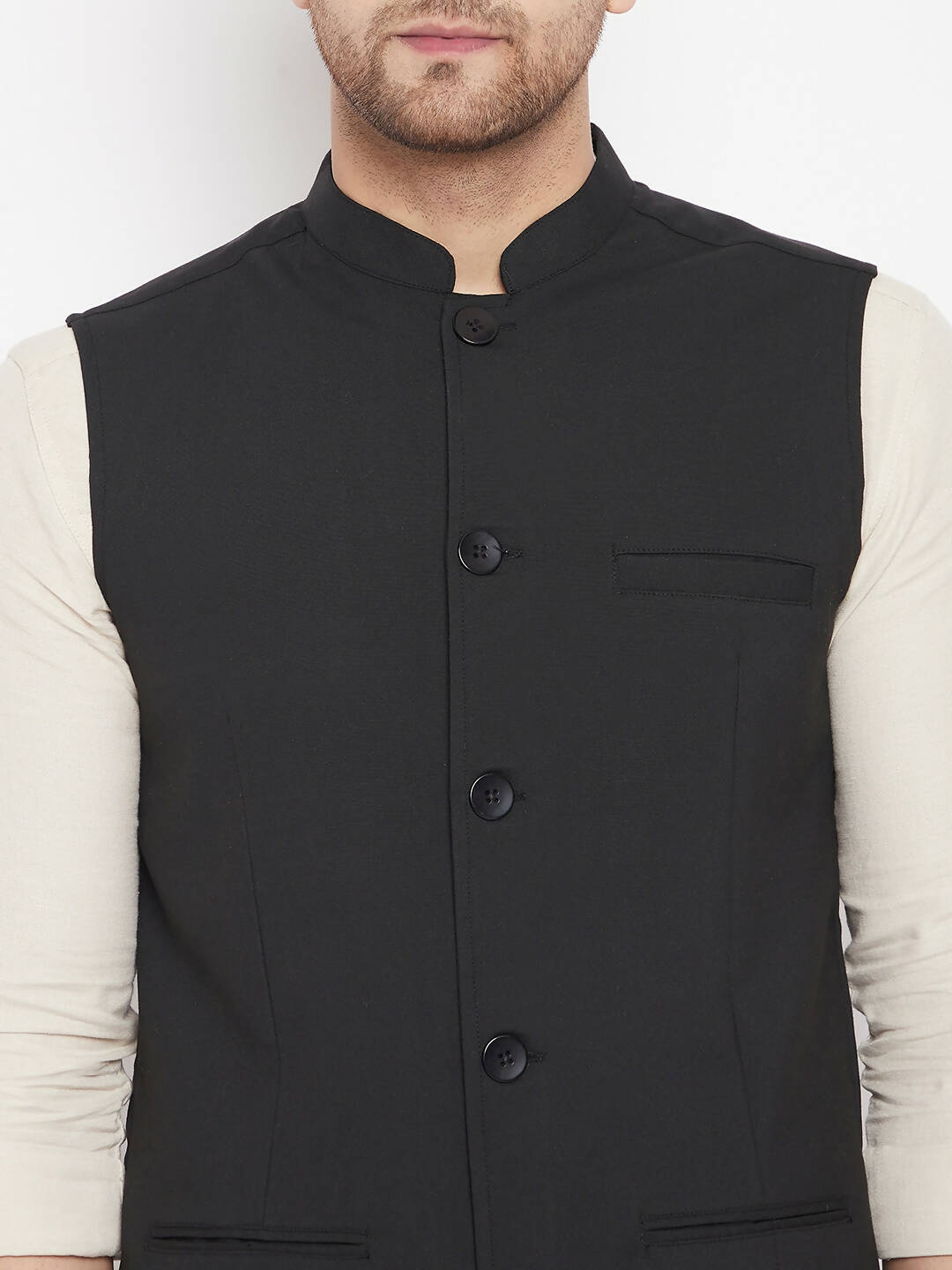 Even Apparels Black Merino Men Woven Nehru Jacket PW668 - Distacart