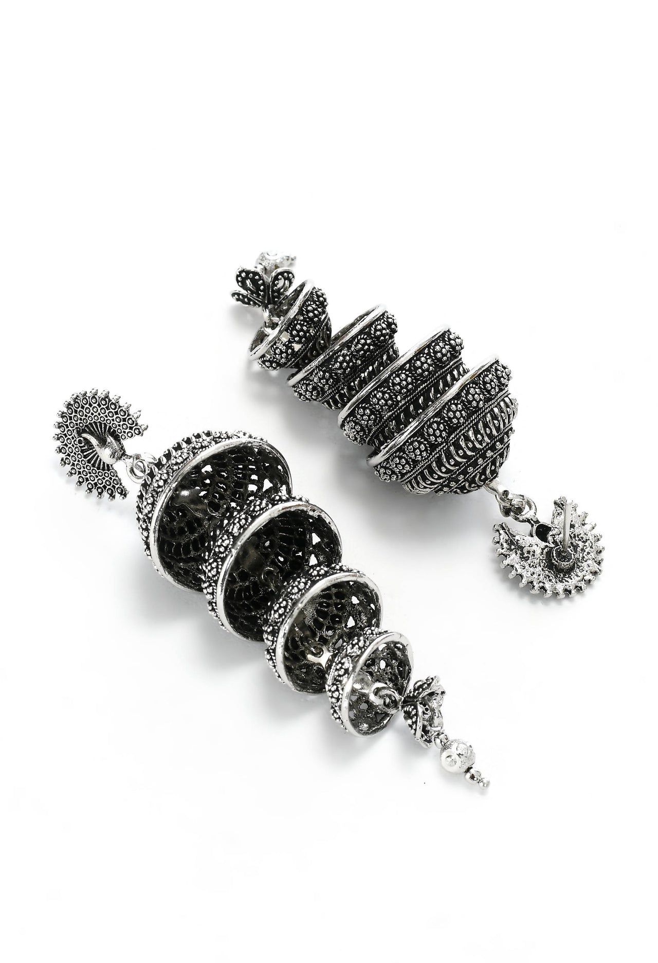 Mominos Fashion Johar Kamal Peacock Design Silver Colour Earrings - Distacart