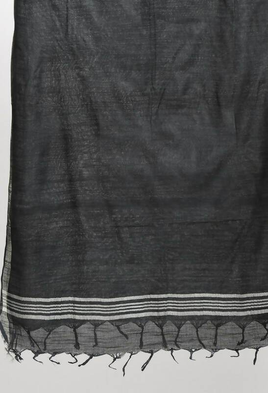 Mominos Fashion Moeza Women's Linen Cotton Silver Border Black Dupatta - Distacart