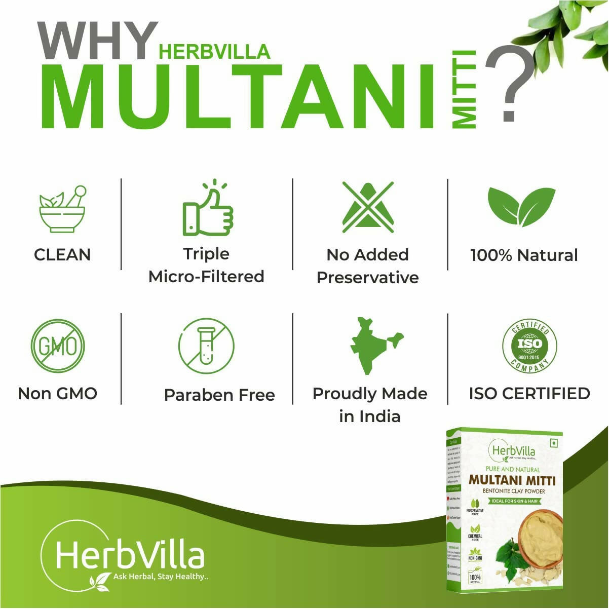 Herbvilla Multani Mitti Powder - Distacart