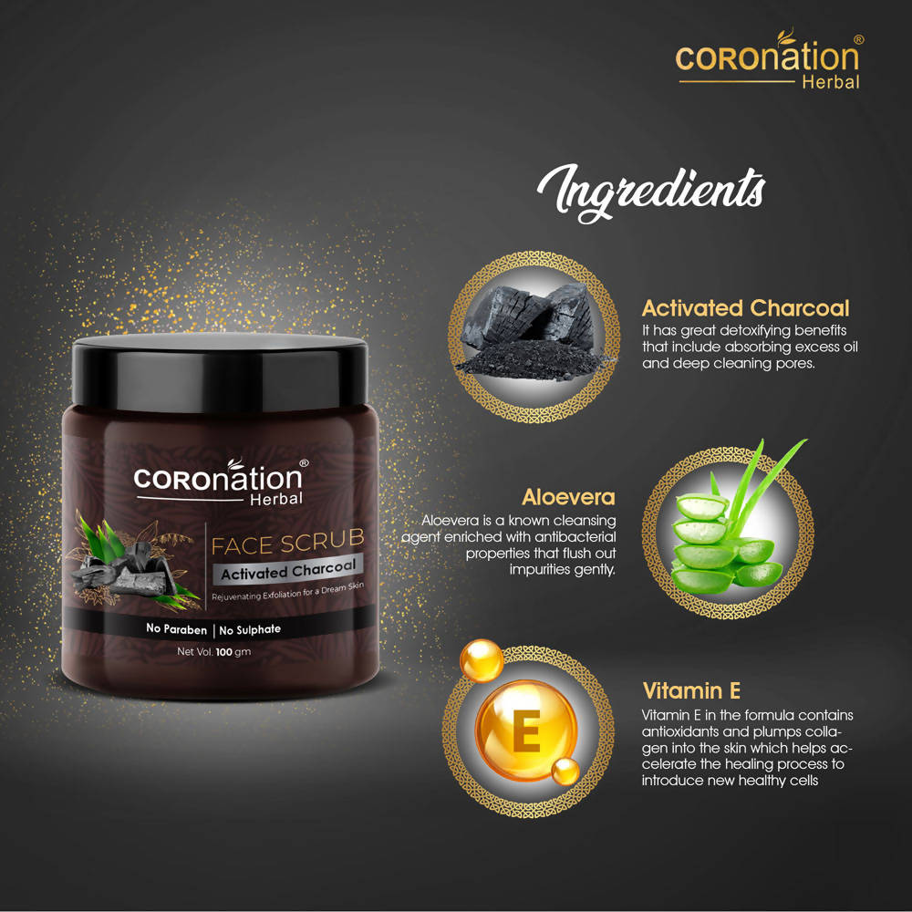 Coronation Herbal Activated Charcoal Face Scrub - Distacart