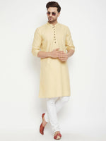 Thumbnail for Even Apparels Beige Pure Cotton Long Men's Kurta With Band Collar - Distacart