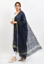 Thumbnail for Mominos Fashion Moeza Women's Cotton Zari Box Navy Blue Dupatta - Distacart