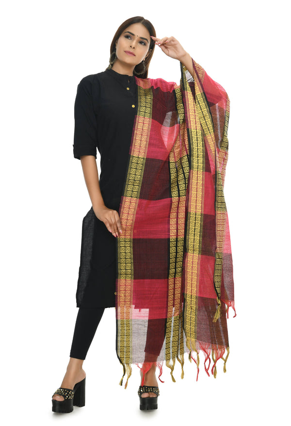 Mominos Fashion Moeza Handloom Cotton Rani Tone Dupatta - Distacart