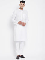 Thumbnail for Even Apparels White Pure Cotton Men Kurta With Band Collar - Distacart