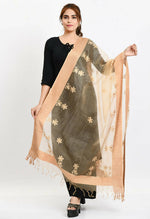 Thumbnail for Mominos Fashion Moeza Women's Orgenza All Over Chikan Work Golden Dupatta - Distacart
