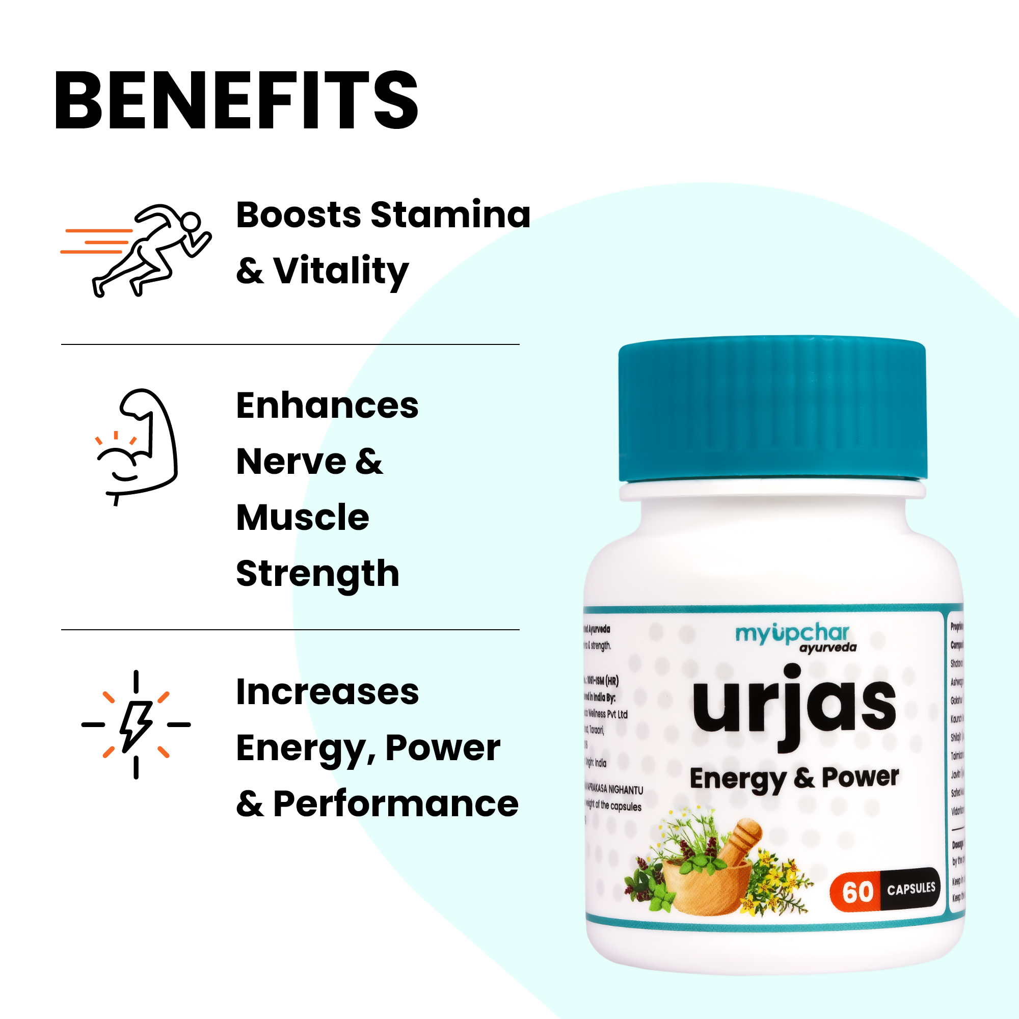 myUpchar Ayurveda Urjas Energy & Power Capsules For Men - Distacart