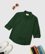 Thumbnail for Manet Boys Full Sleeves Solid Shirt - Green - Distacart