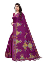 Thumbnail for Vamika Wine Red Kalamkari Print With Jhalar Khadi Silk Sarees