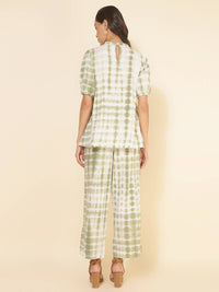 Thumbnail for Janasya Women's Off White Cotton Tie & Dye Casual A-line Co-ords - Distacart
