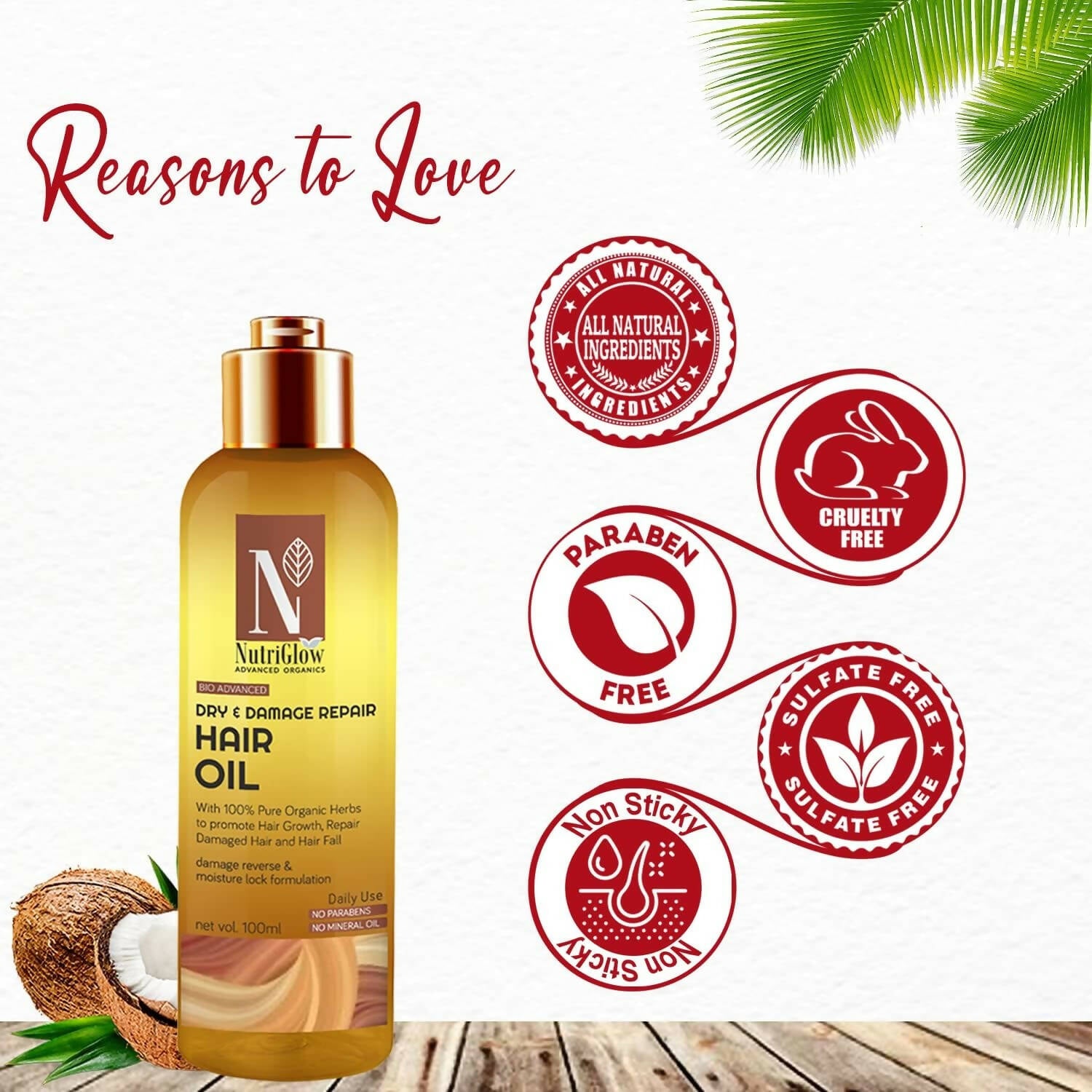 NutriGlow Advanced Organics Bio Advanced Dry and Damage Repair Hair Oil - Distacart