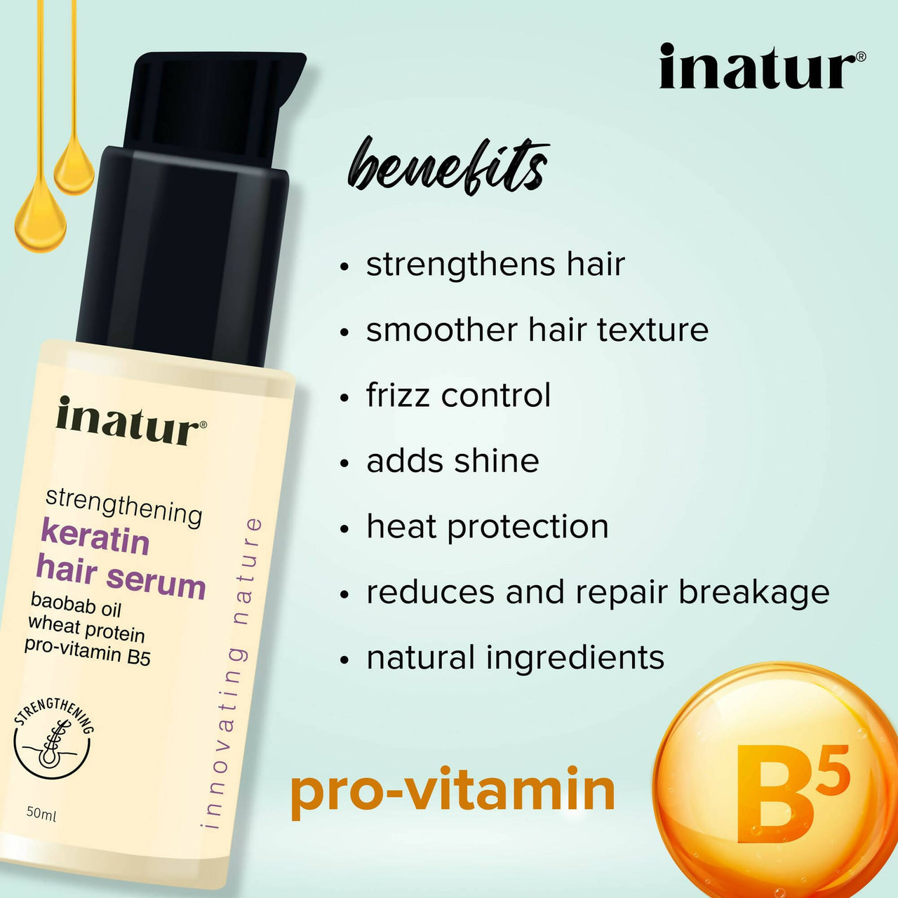 Inatur Strengthening Keratin Hair Serum - Distacart