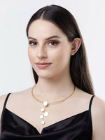 Thumbnail for NVR Women Gold-Plated Circular Choker Necklace - Distacart