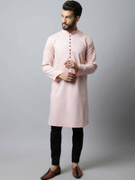 Thumbnail for Even Apparels Pink Color Linen Pure Cotton Men's Kurta With Side Placket (SLD070) - Distacart